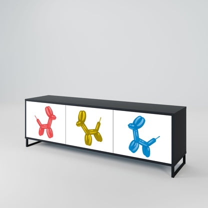 CHILDHOOD MEMORY 3-Door TV Stand in Black Finish