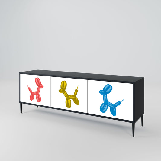 CHILDHOOD MEMORY 3-Door TV Stand in Black Finish
