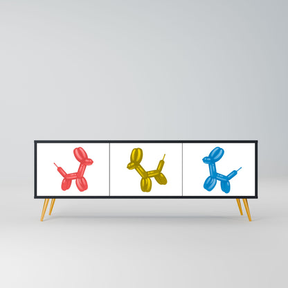 CHILDHOOD MEMORY 3-Door TV Stand in Black Finish