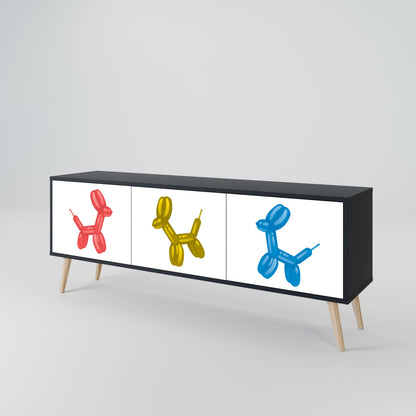 CHILDHOOD MEMORY 3-Door TV Stand in Black Finish