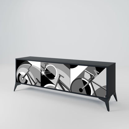 BIKE ENERGY 3-Door TV Stand in Black Finish