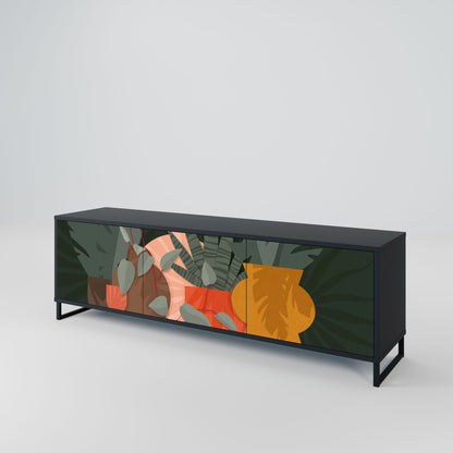 TROPICAL COMPOSITION 3-Door TV Stand in Black Finish