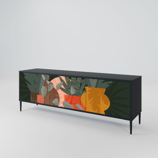 TROPICAL COMPOSITION 3-Door TV Stand in Black Finish