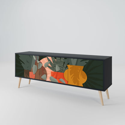 TROPICAL COMPOSITION 3-Door TV Stand in Black Finish