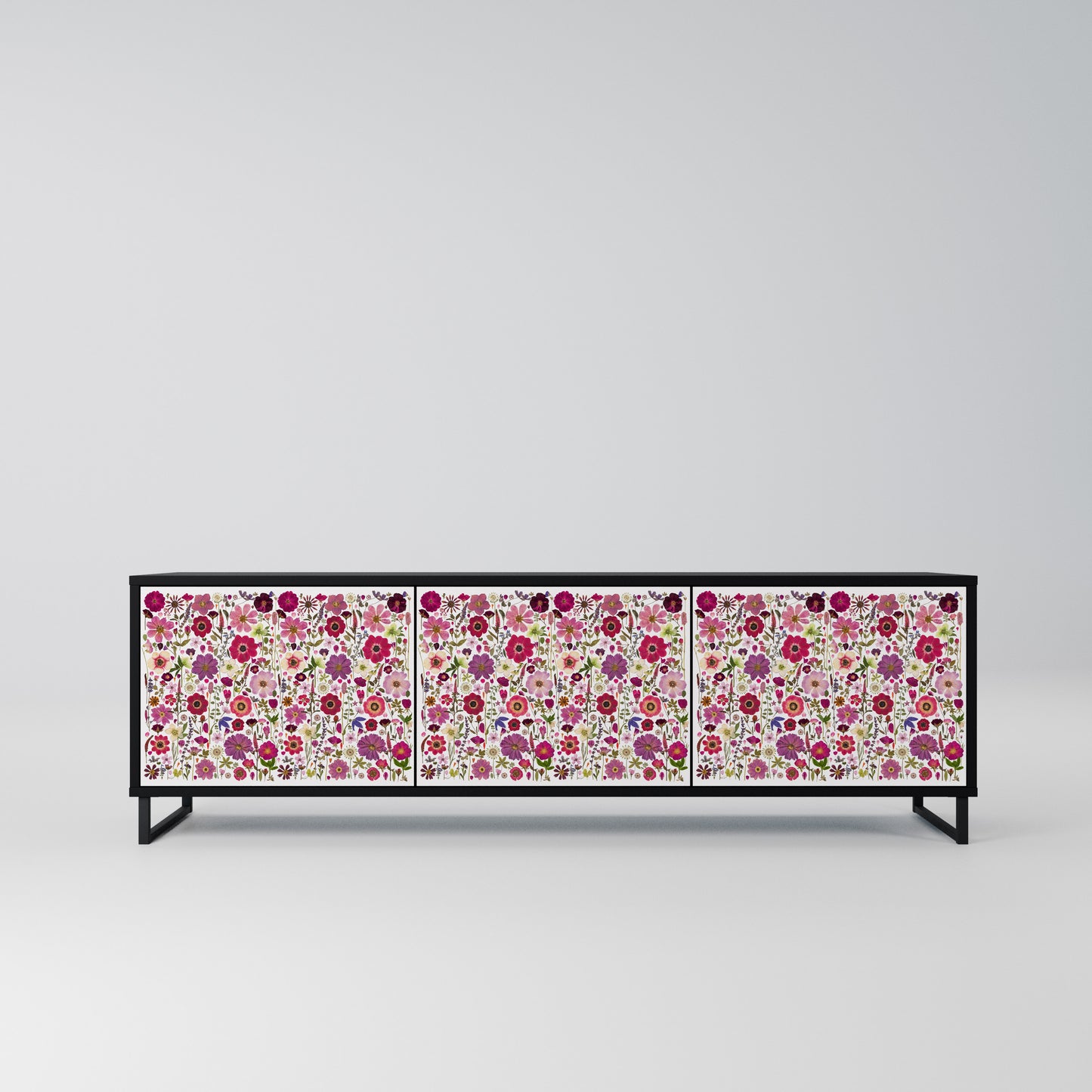 PETAL GARDEN Mobile TV a 3 Ante in Finitura Nera