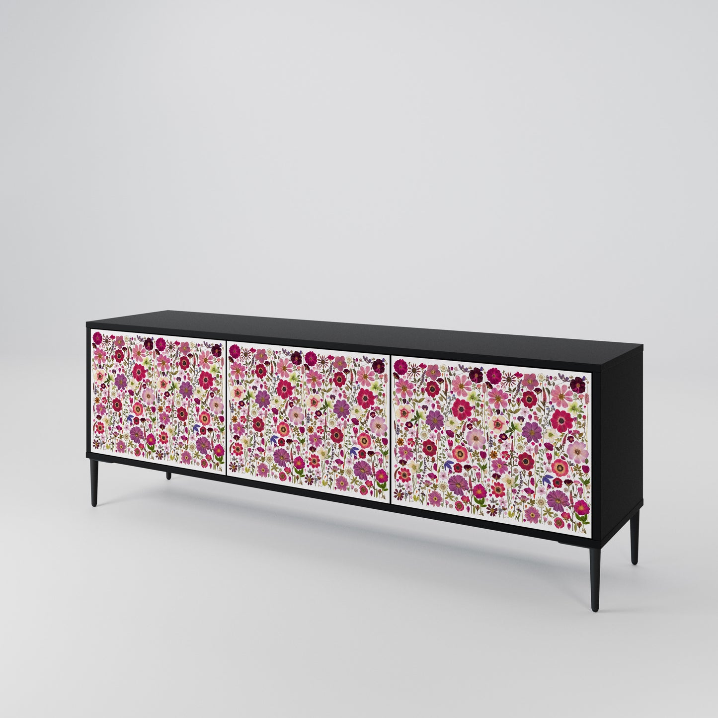 PETAL GARDEN Mobile TV a 3 Ante in Finitura Nera