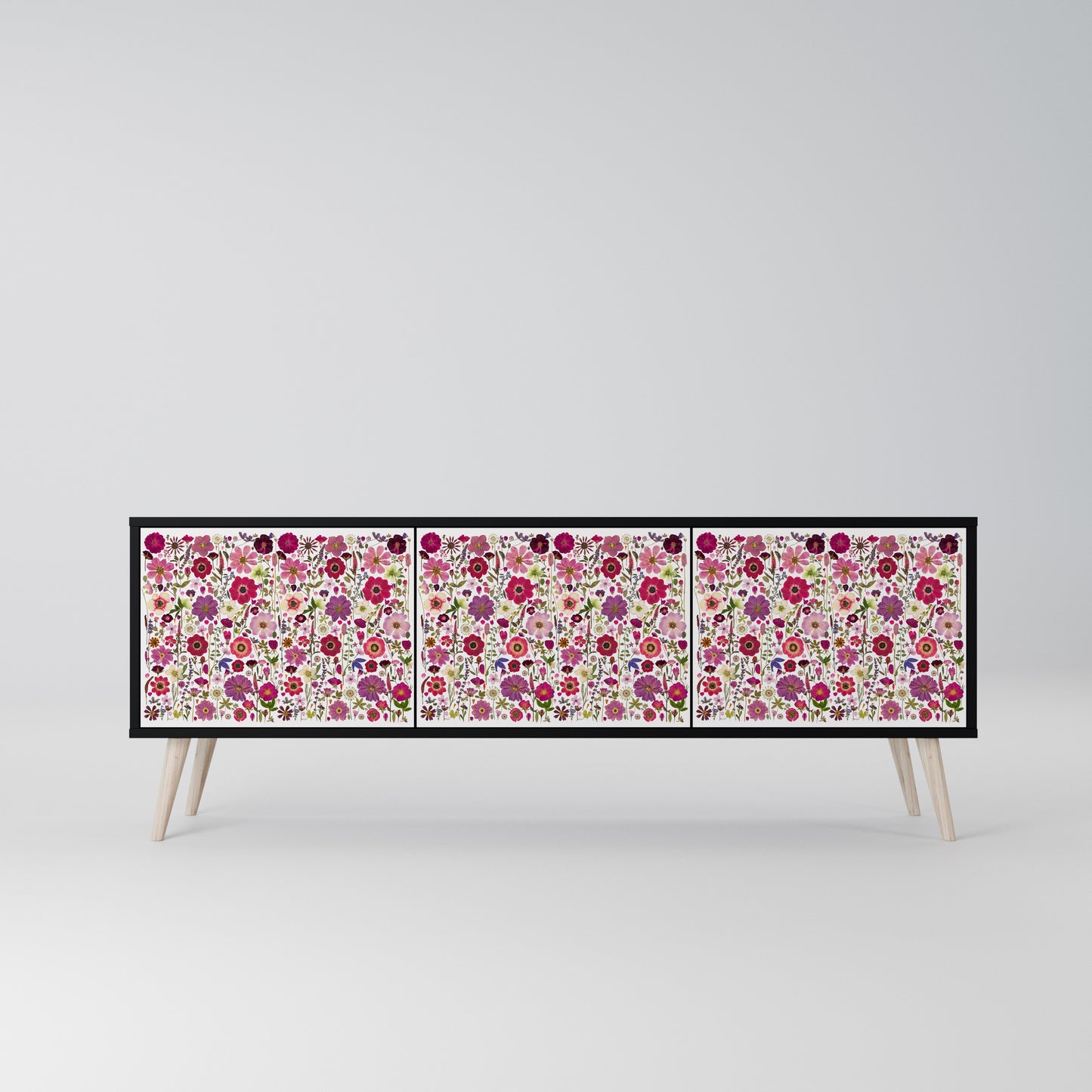 PETAL GARDEN Mobile TV a 3 Ante in Finitura Nera