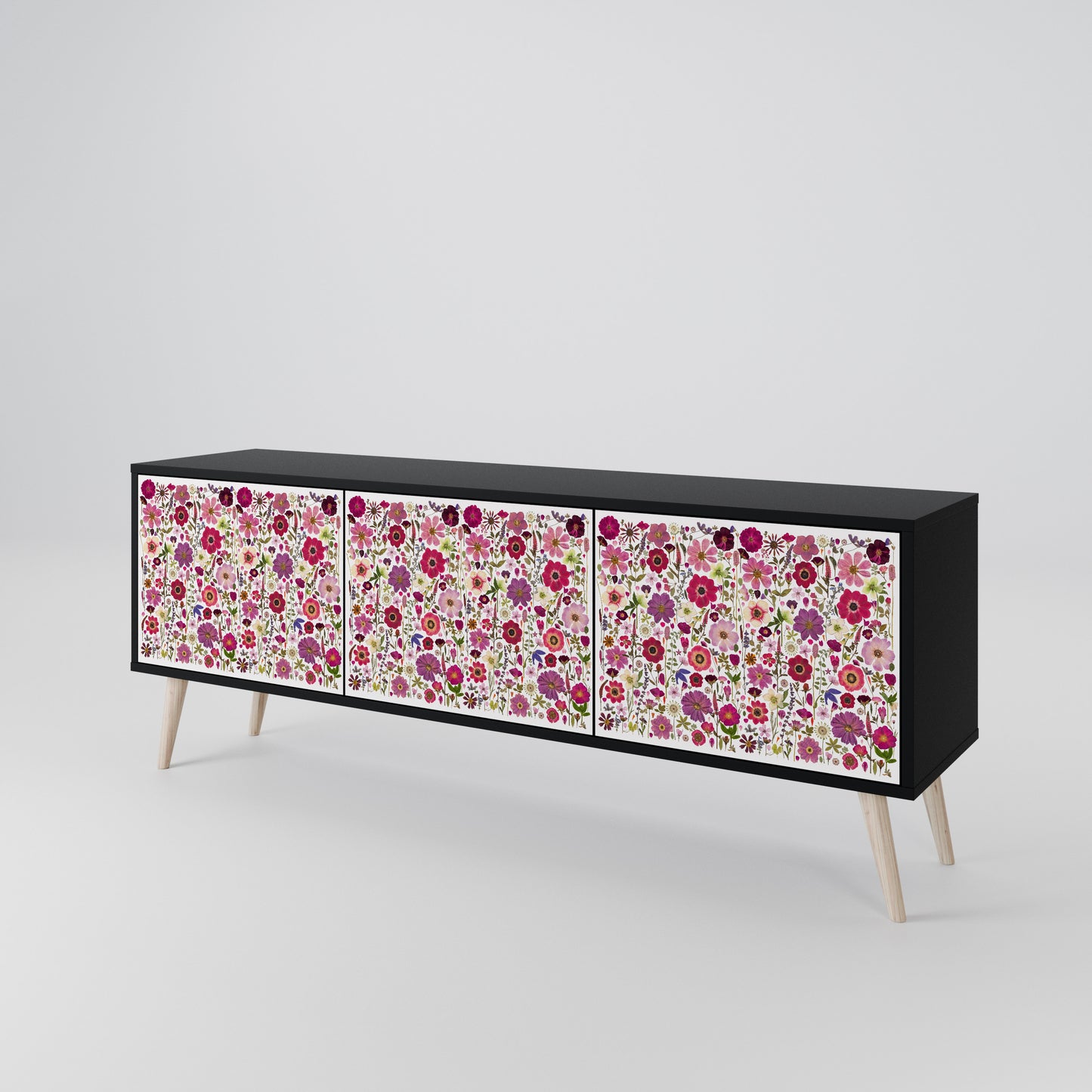 PETAL GARDEN Mobile TV a 3 Ante in Finitura Nera