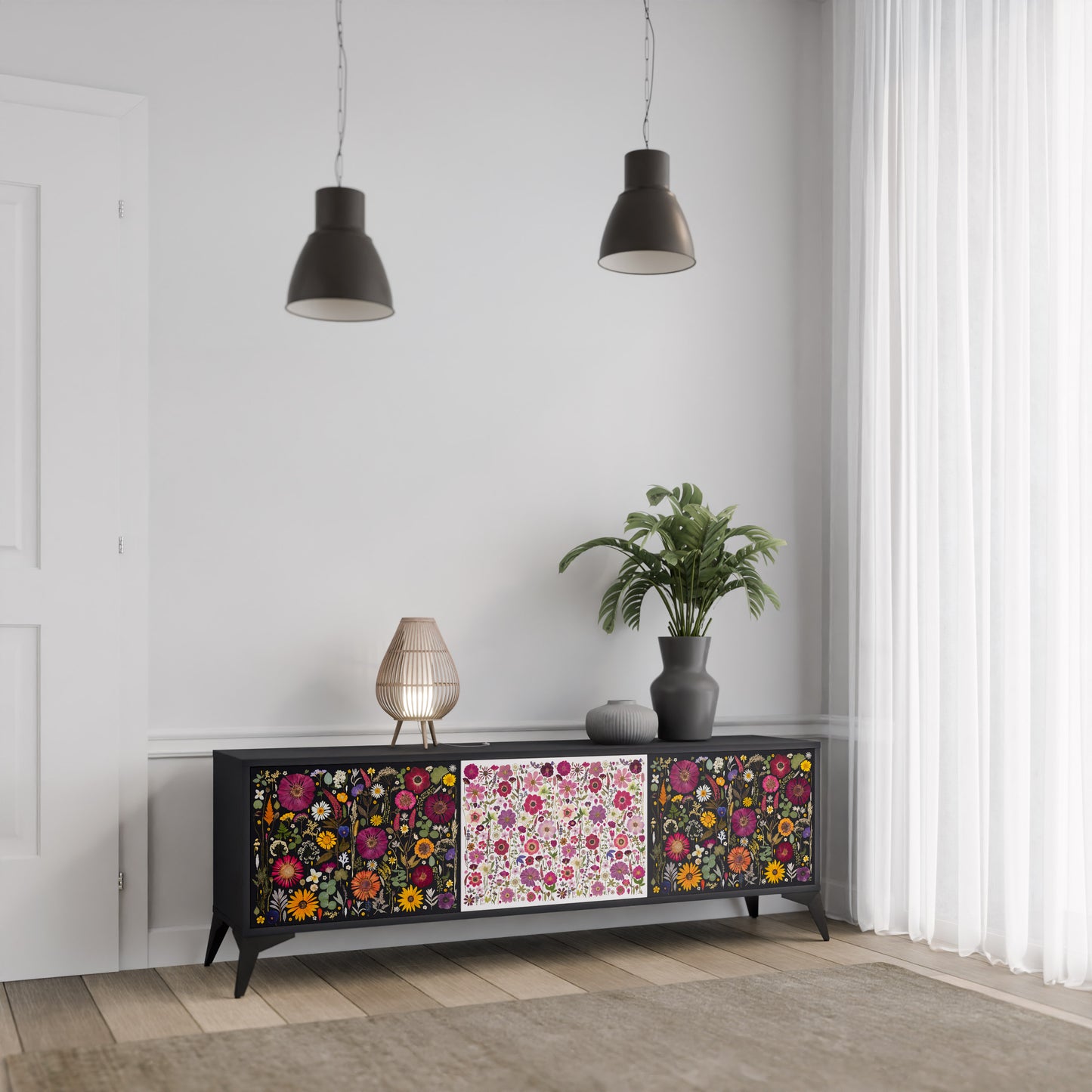 DAYNITE GARDEN Mobile TV a 3 Ante in Finitura Nera