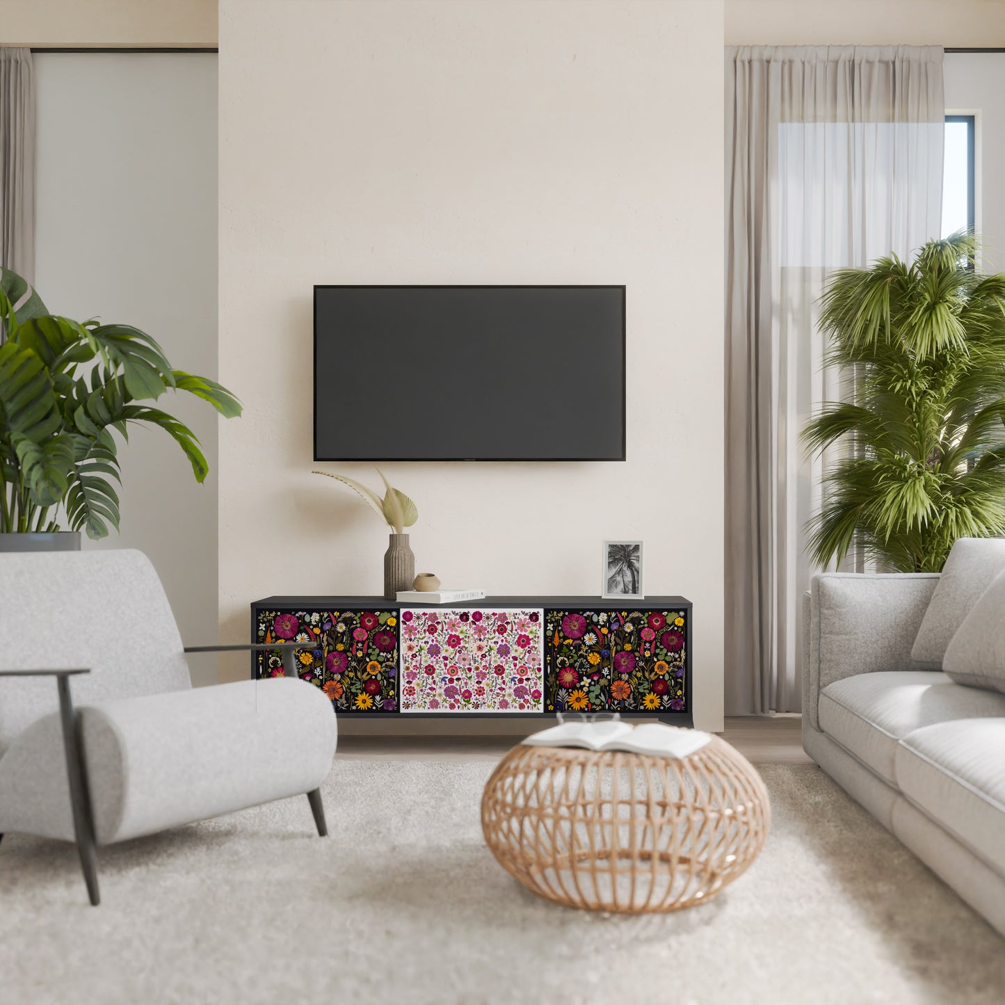 DAYNITE GARDEN Mobile TV a 3 Ante in Finitura Nera