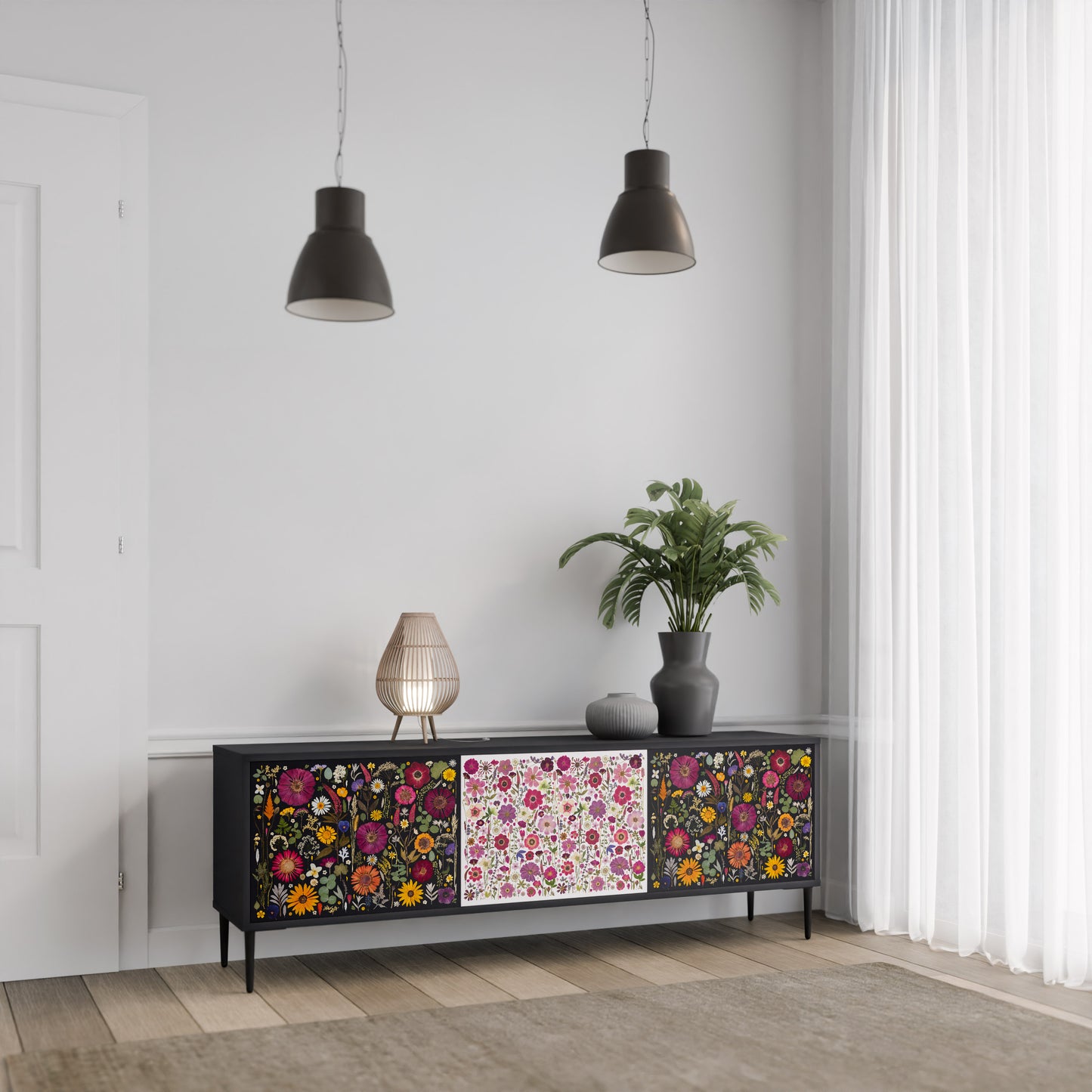 DAYNITE GARDEN Mobile TV a 3 Ante in Finitura Nera