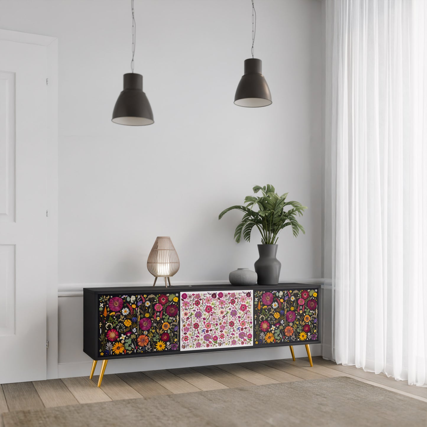 DAYNITE GARDEN Mobile TV a 3 Ante in Finitura Nera