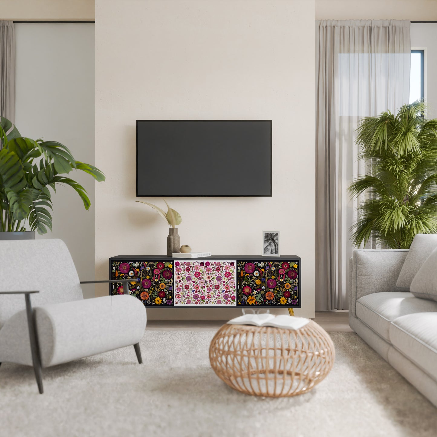 DAYNITE GARDEN Mobile TV a 3 Ante in Finitura Nera