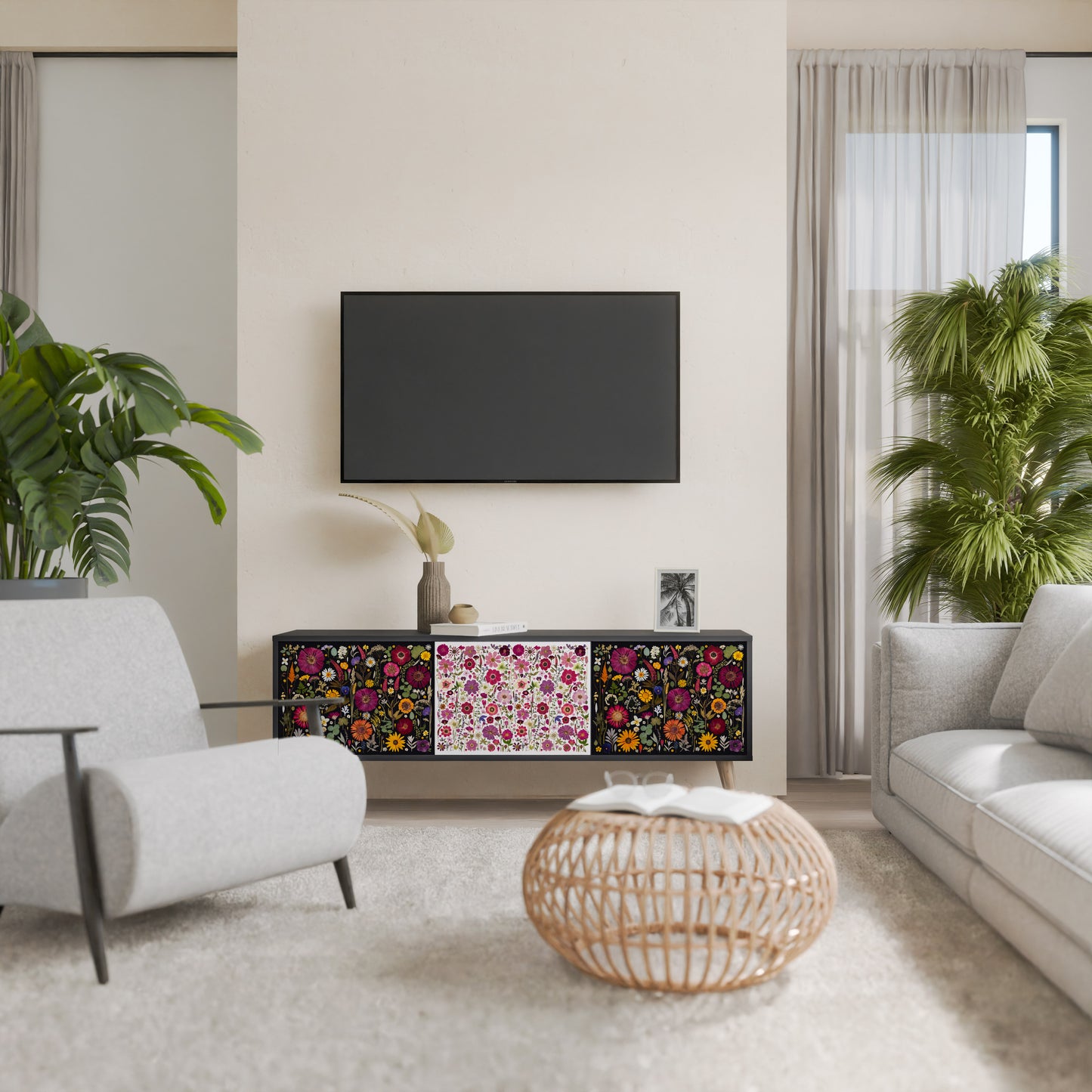 DAYNITE GARDEN Mobile TV a 3 Ante in Finitura Nera