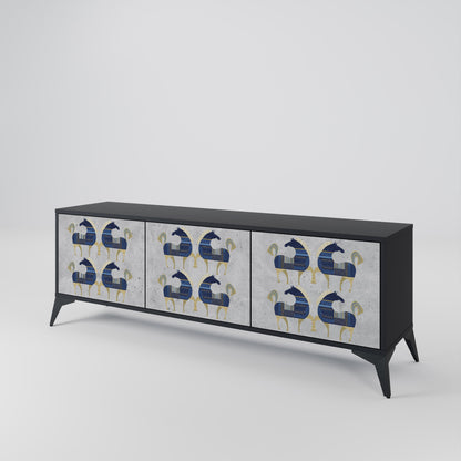 Mobile TV MAJESTIC STEED a 3 ante con finitura nera