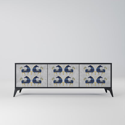 Mobile TV MAJESTIC STEED a 3 ante con finitura nera