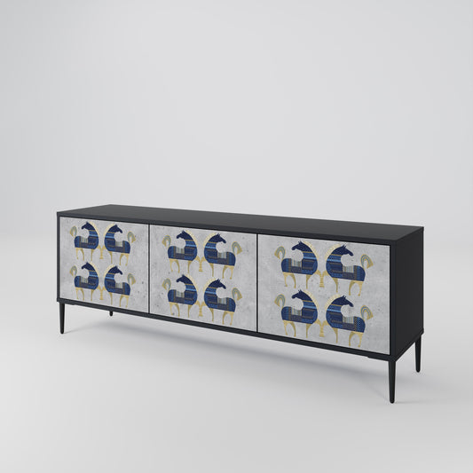 Mobile TV MAJESTIC STEED a 3 ante con finitura nera