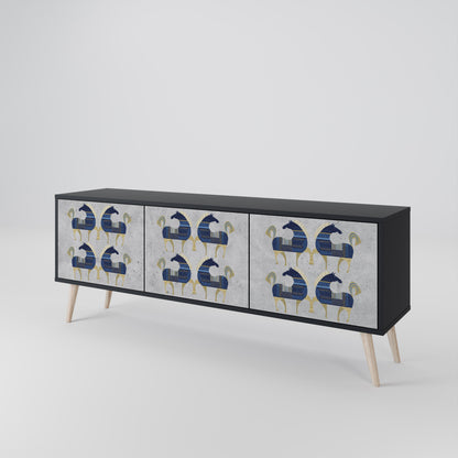 Mobile TV MAJESTIC STEED a 3 ante con finitura nera