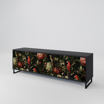 Mobile TV AVIAN GREENERY a 3 ante con finitura nera