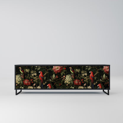 Mobile TV AVIAN GREENERY a 3 ante con finitura nera