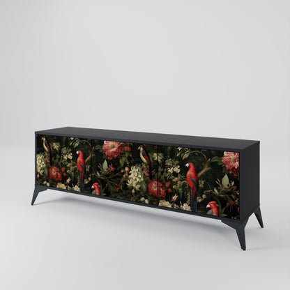 Mobile TV AVIAN GREENERY a 3 ante con finitura nera
