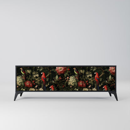 Mobile TV AVIAN GREENERY a 3 ante con finitura nera
