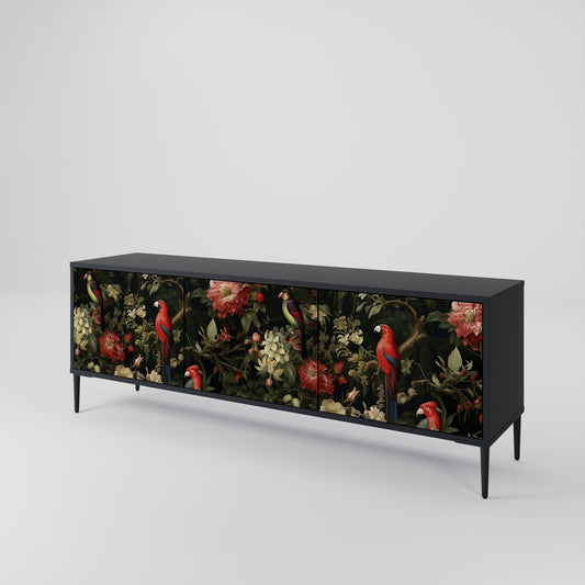 Mobile TV AVIAN GREENERY a 3 ante con finitura nera