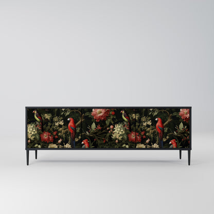 Mobile TV AVIAN GREENERY a 3 ante con finitura nera