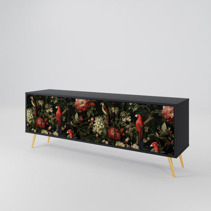 Mobile TV AVIAN GREENERY a 3 ante con finitura nera