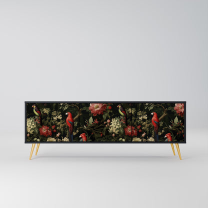 Mobile TV AVIAN GREENERY a 3 ante con finitura nera