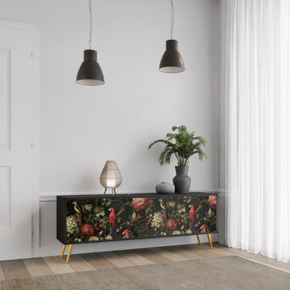 Mobile TV AVIAN GREENERY a 3 ante con finitura nera