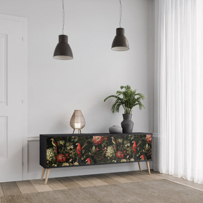 Mobile TV AVIAN GREENERY a 3 ante con finitura nera