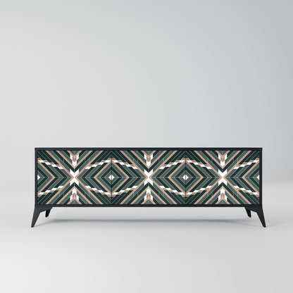 DIMENSION DELIGHTS 3-Door TV Stand in Black Finish