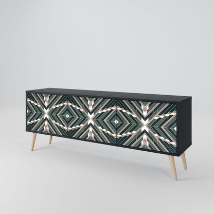 DIMENSION DELIGHTS 3-Door TV Stand in Black Finish