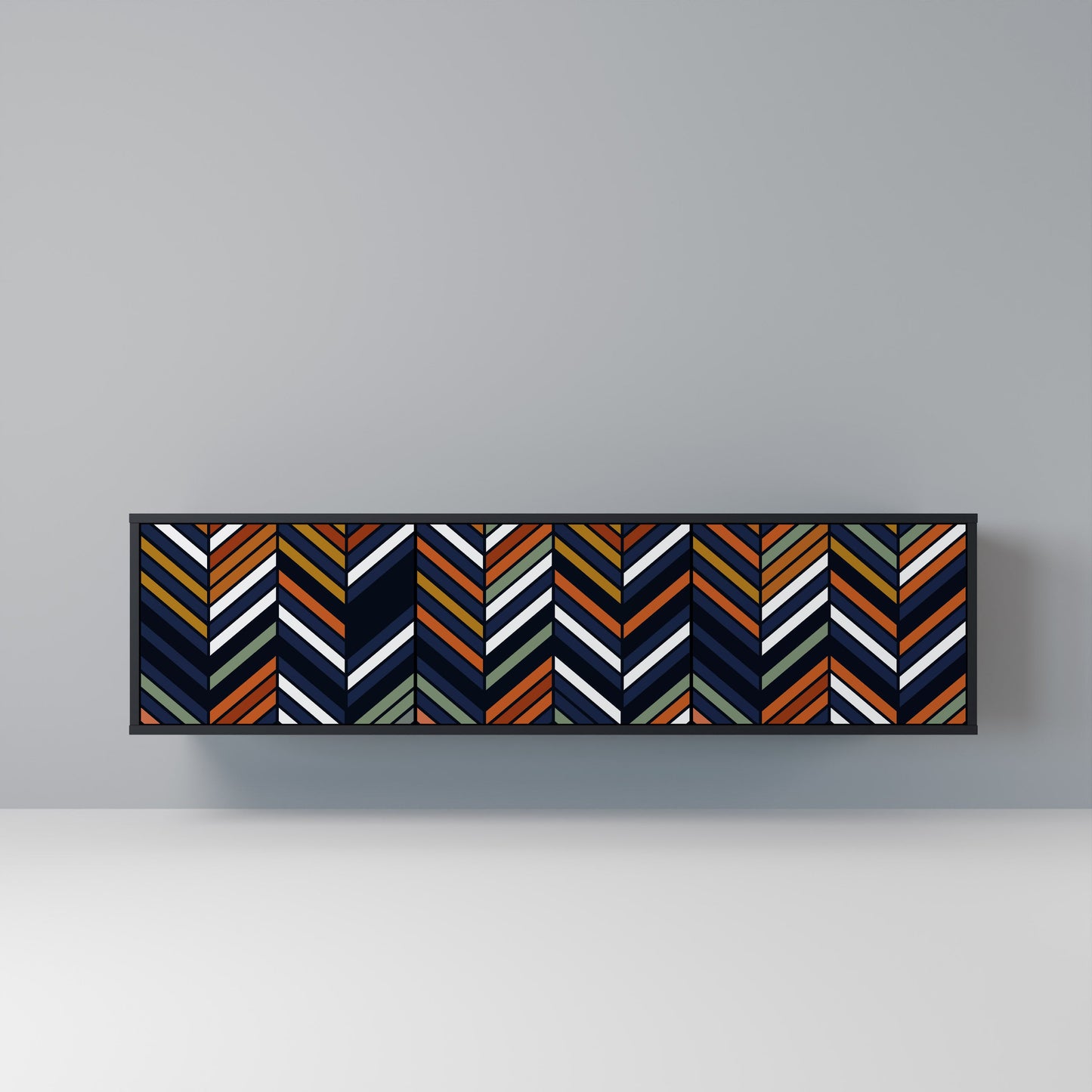 Mobile TV VIBRANT PATCHWORK a 3 ante con finitura nera