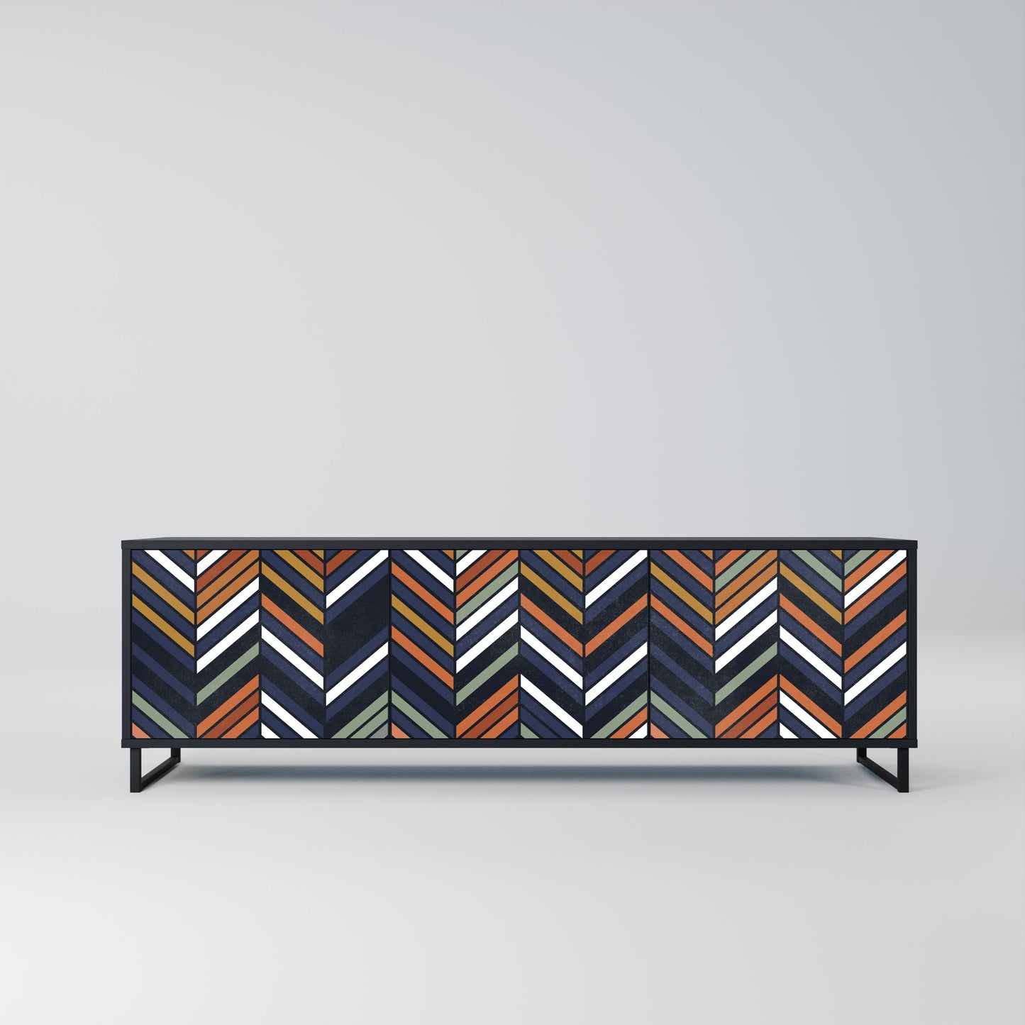 Mobile TV VIBRANT PATCHWORK a 3 ante con finitura nera