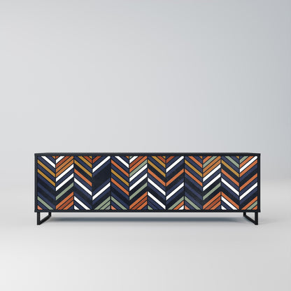 Mobile TV VIBRANT PATCHWORK a 3 ante con finitura nera