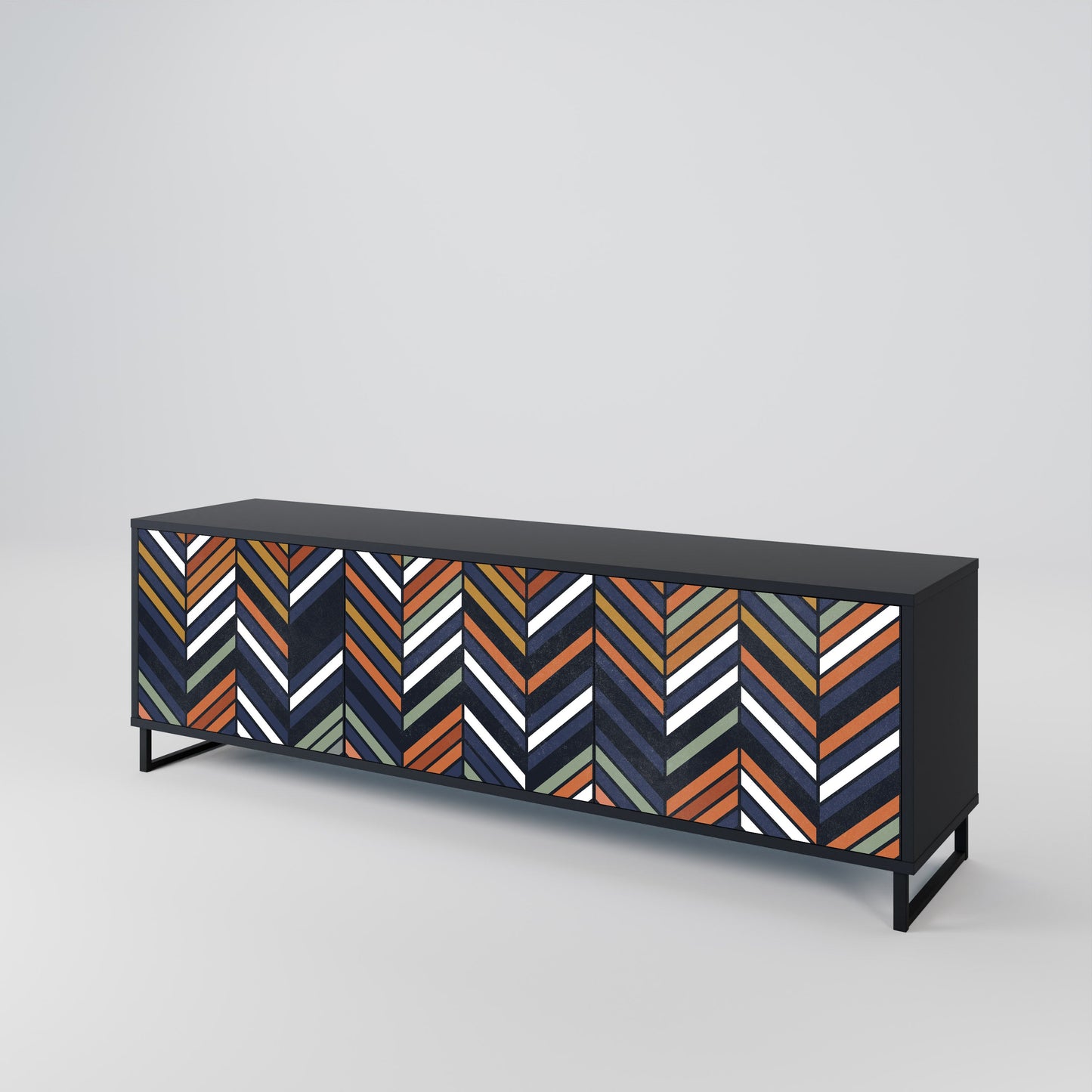 Mobile TV VIBRANT PATCHWORK a 3 ante con finitura nera