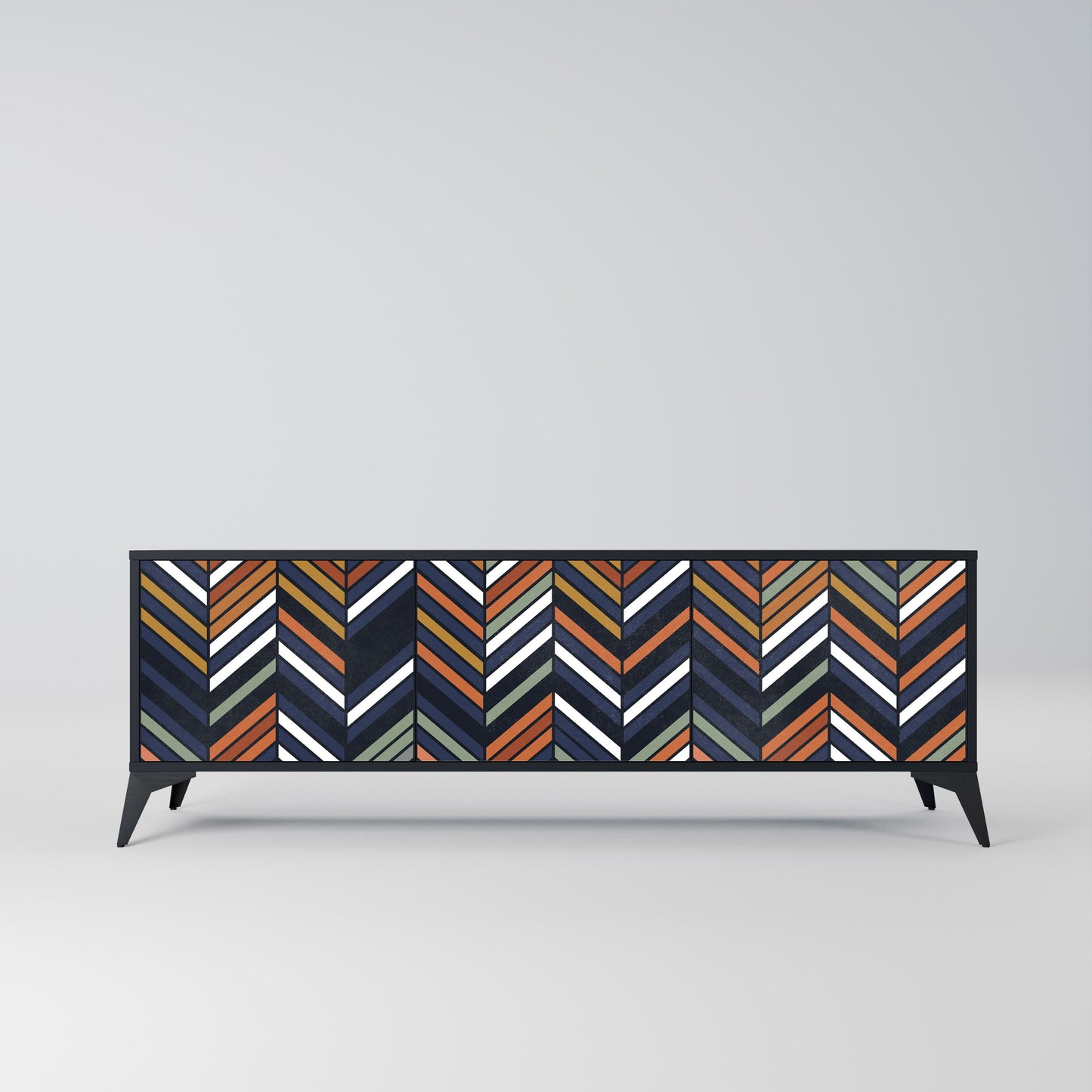 Mobile TV VIBRANT PATCHWORK a 3 ante con finitura nera