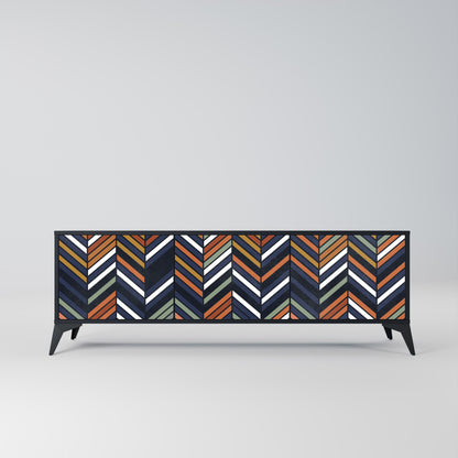 Mobile TV VIBRANT PATCHWORK a 3 ante con finitura nera