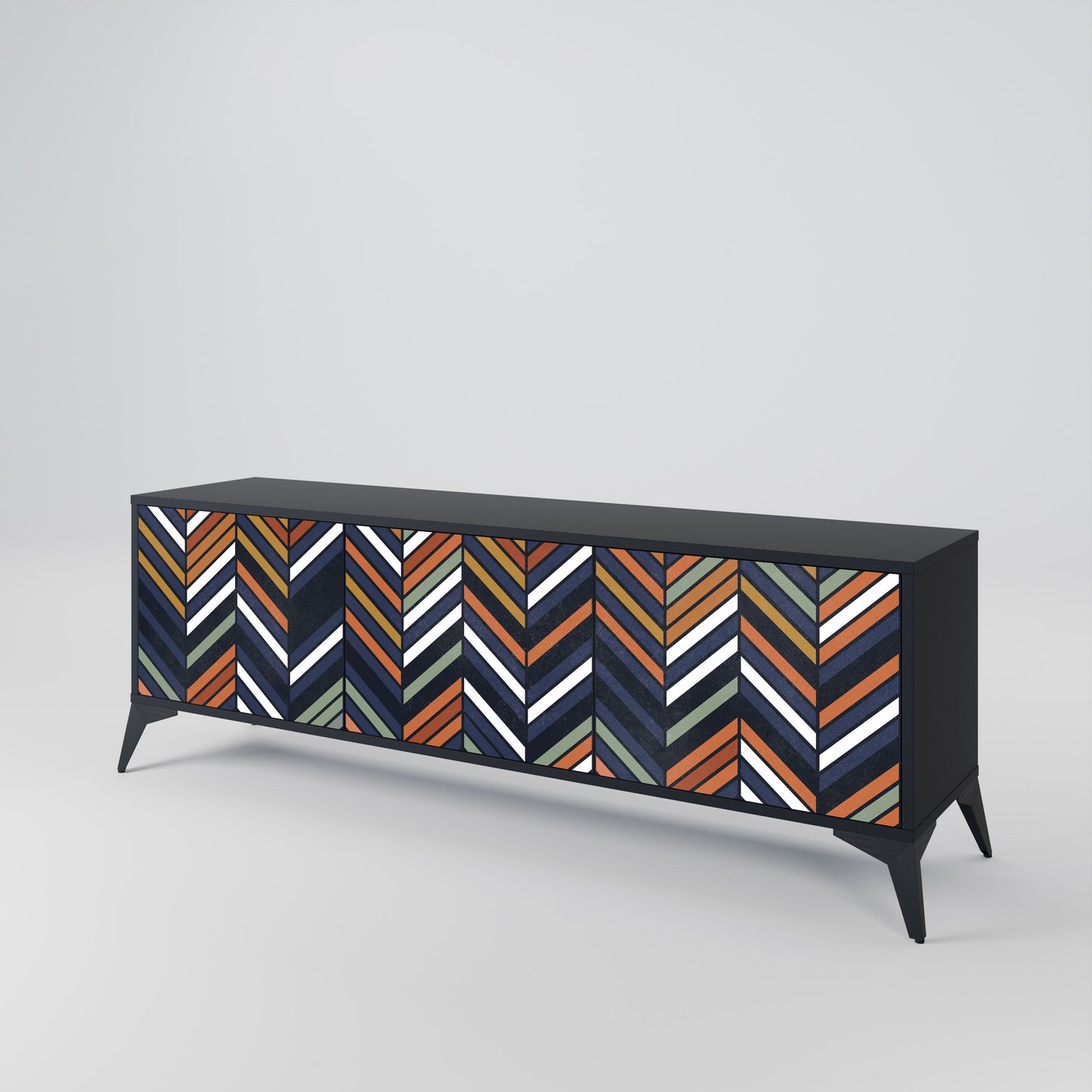 Mobile TV VIBRANT PATCHWORK a 3 ante con finitura nera