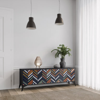 Mobile TV VIBRANT PATCHWORK a 3 ante con finitura nera