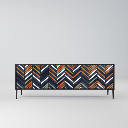 Mobile TV VIBRANT PATCHWORK a 3 ante con finitura nera