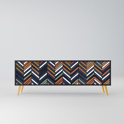 Mobile TV VIBRANT PATCHWORK a 3 ante con finitura nera