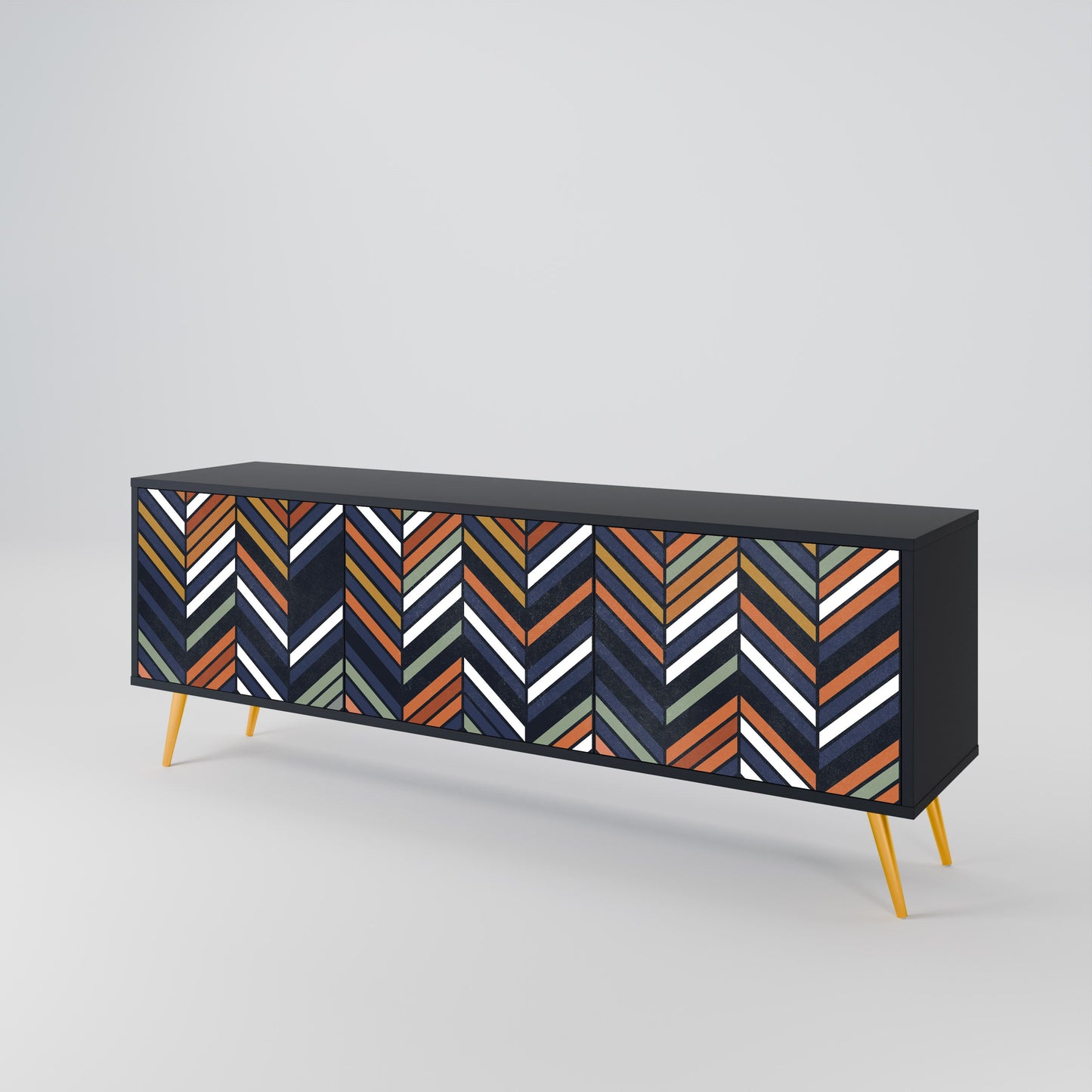 Mobile TV VIBRANT PATCHWORK a 3 ante con finitura nera