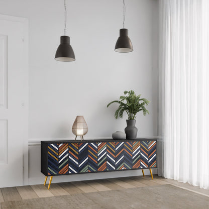 Mobile TV VIBRANT PATCHWORK a 3 ante con finitura nera