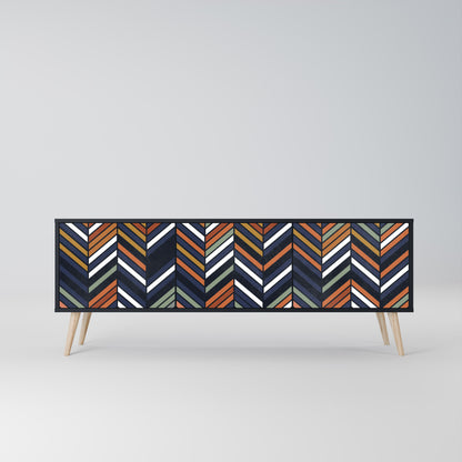 Mobile TV VIBRANT PATCHWORK a 3 ante con finitura nera