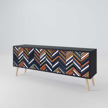 Mobile TV VIBRANT PATCHWORK a 3 ante con finitura nera