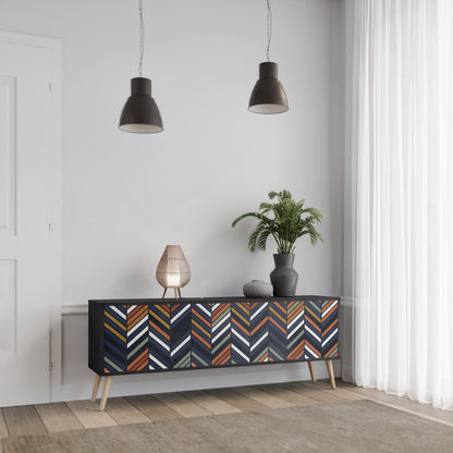 Mobile TV VIBRANT PATCHWORK a 3 ante con finitura nera