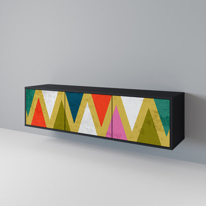 Mobile TV a 3 ante COLORFUL TRIANGLES in finitura nera